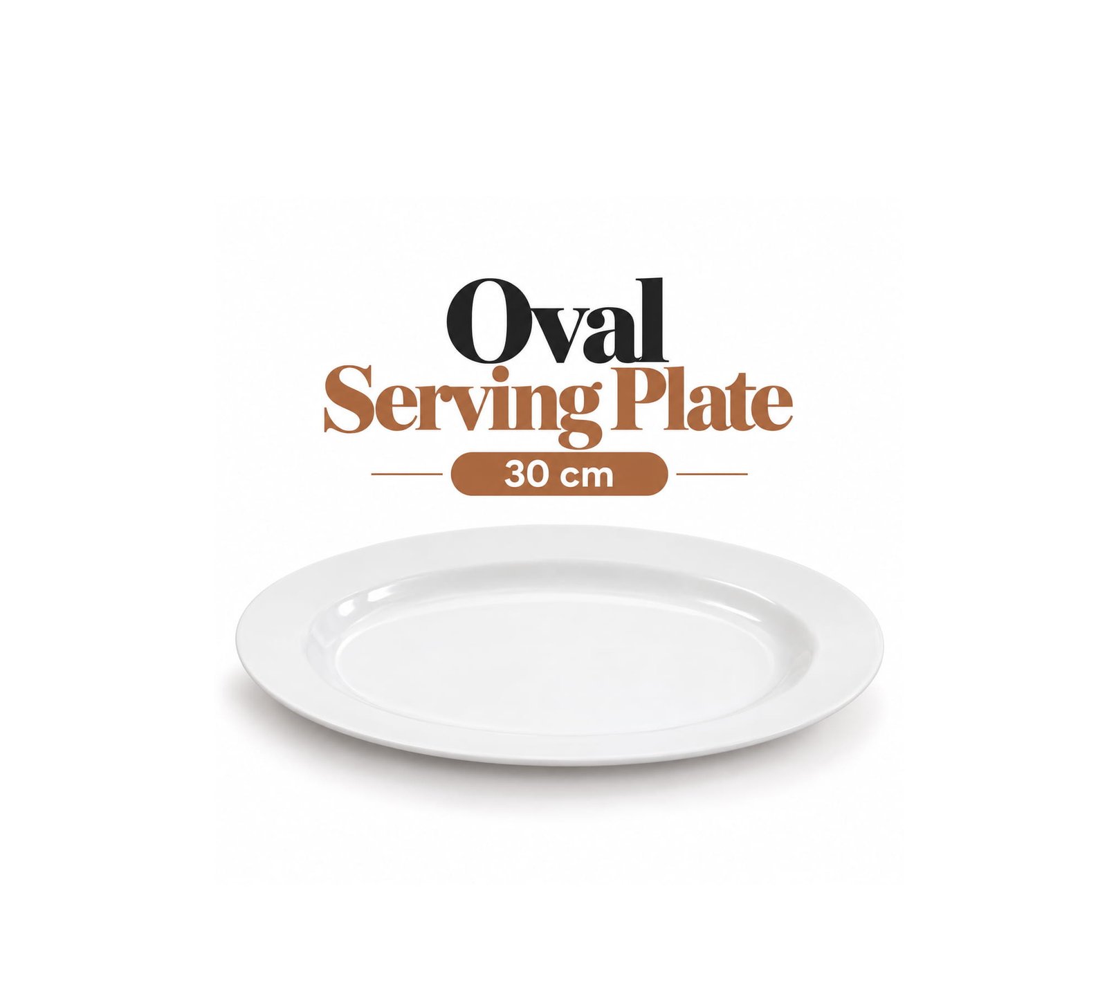 WHITE OVAL CERAMIC SERVING PLATE 30CM – GLOSSY