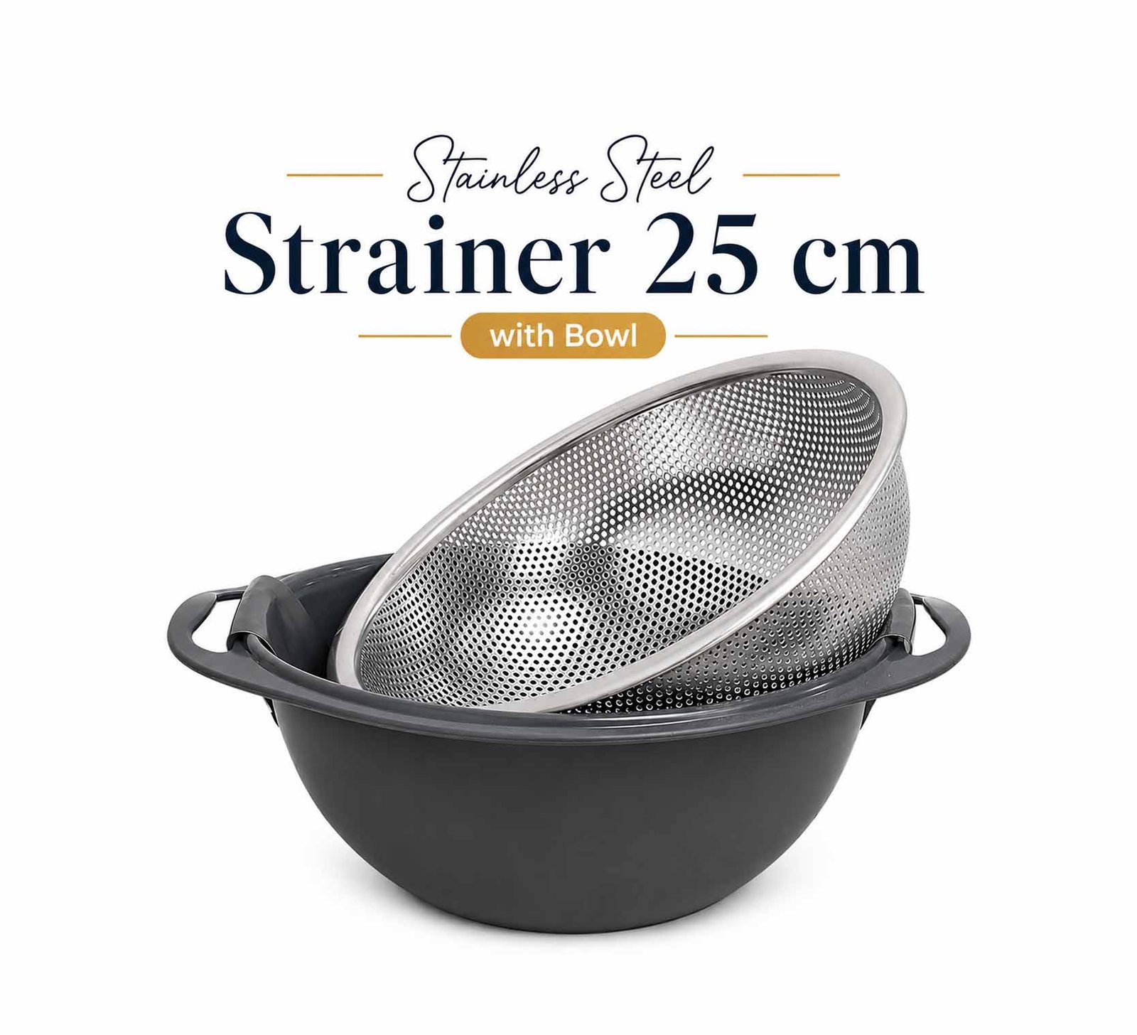 STAINLESS STEEL STRAINER 25CM WITH BOWL - DOSTHOFF