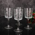 Estrella round long glass set of 4 with faceted design made from high quality tempered glass for cocktails and beverages