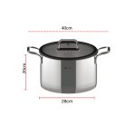 stainless steel cooking pot 28cm with 12-liter capacity and glass lid, large durable cookware suitable for all stovetops from Homedash Lebanon