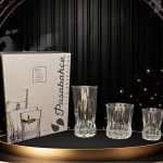 18 glass cups including small, medium, and large sizes displayed as modern clear drinking glasses for hot and cold beverages