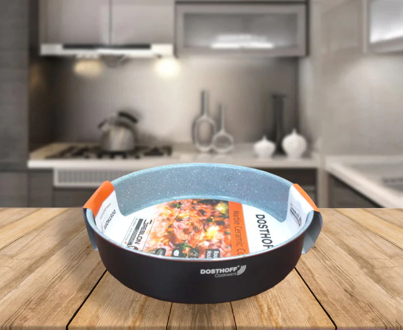 round oven tray 40 cm, marble ceramic baking pan, Dosthoff cookware Lebanon, non stick cake pan