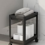 2-TIER ORGANIZER FOR UNDER-SINK WITH WHEELS PLASTIC STORAGE RACK - FOR KITCHEN & BATHROOM - Black