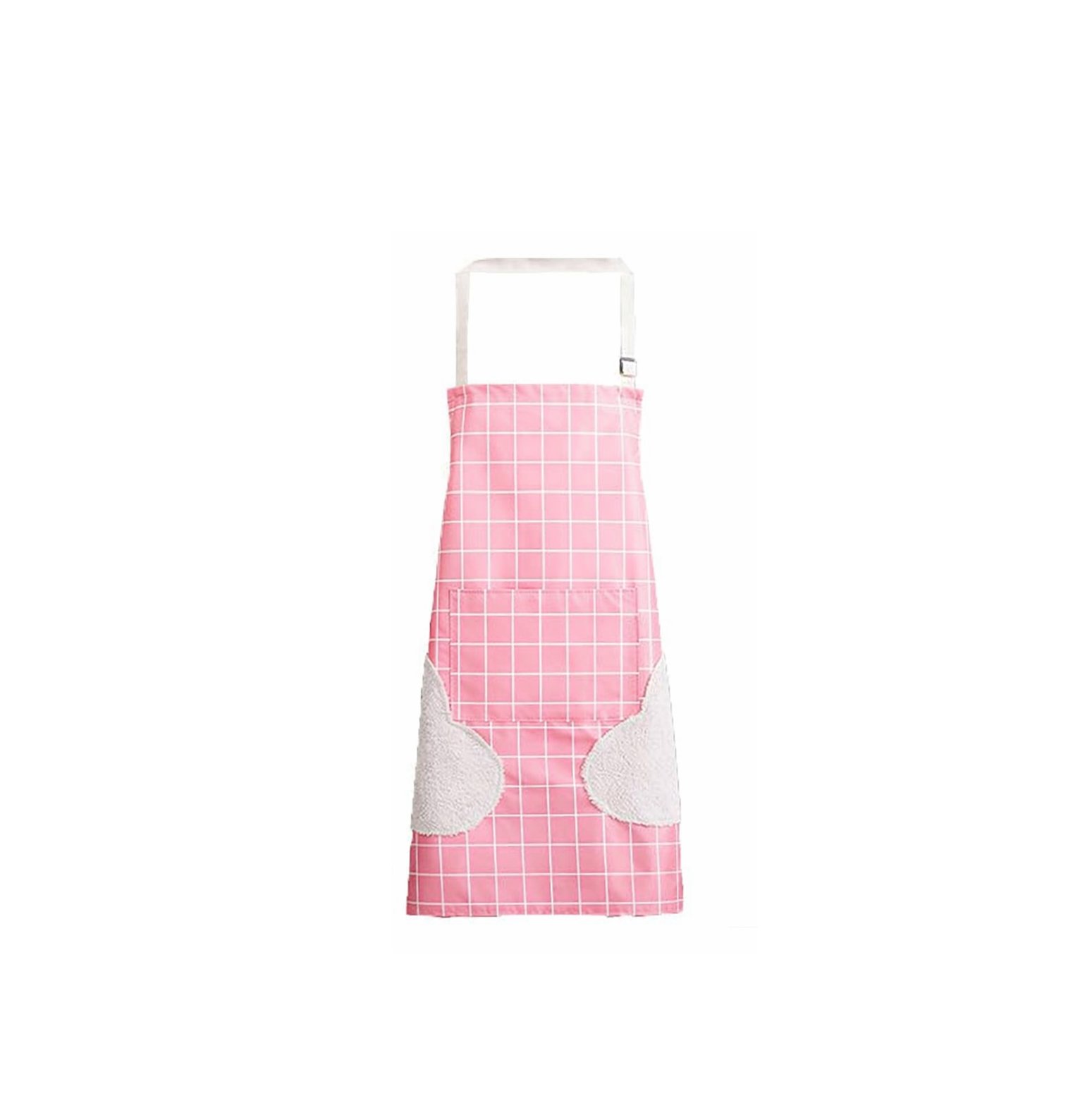 KITCHEN APRON WATERPROOF & OILPROOF WITH HAND DRYING PATCHES – PVC CHEF APRON FOR HOME COOKING & BAKING - Pink