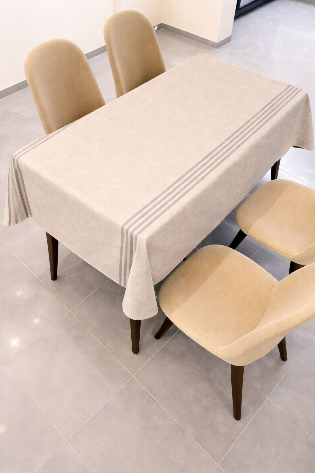 Rectangular PVC-free striped tablecloth 150x150 cm waterproof dining table cover for home and party use