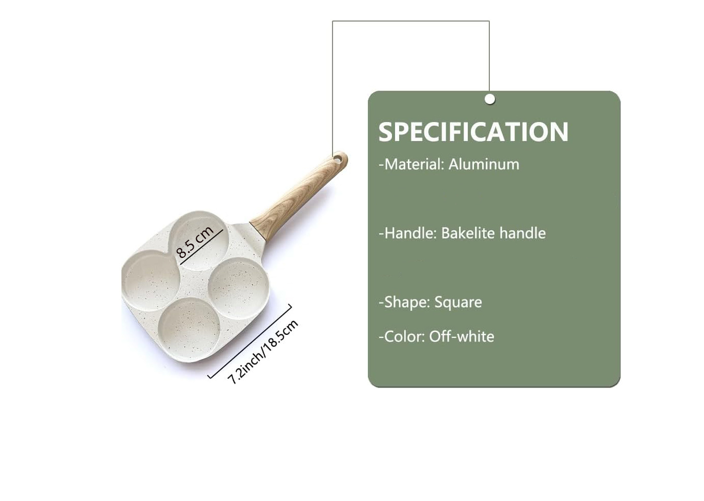 Four cup non-stick granite egg frying pan with aluminum body for cooking eggs, omelettes, pancakes and breakfast foods