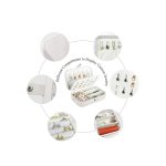 PU leather travel jewelry box with double layer compartments for rings, earrings, necklaces and bracelets