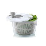 salad spinner bowl with crank handle and locking lid used for washing and drying vegetables and fruits in kitchen – Homedash Lebanon