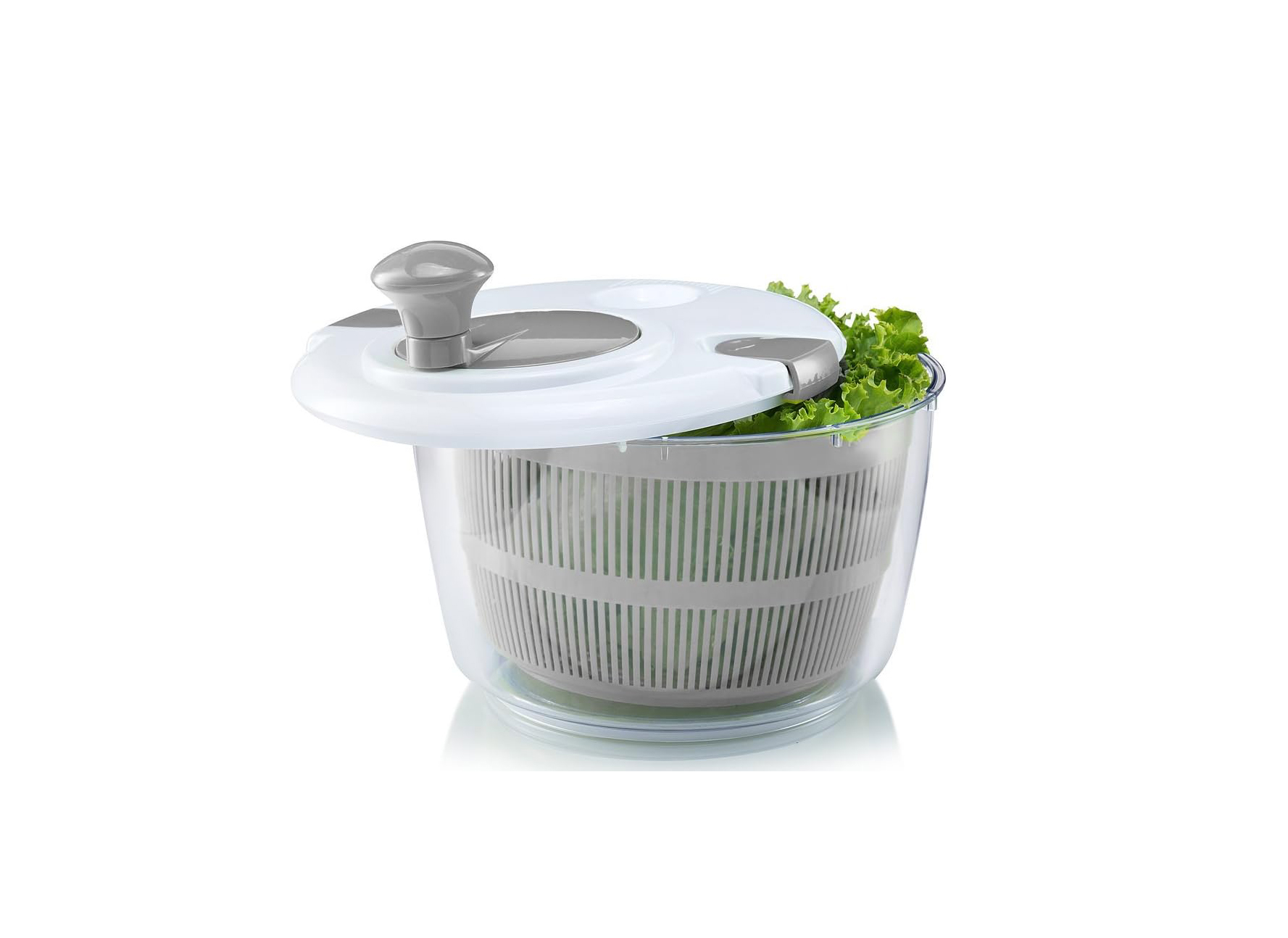 salad spinner bowl with crank handle and locking lid used for washing and drying vegetables and fruits in kitchen – Homedash Lebanon