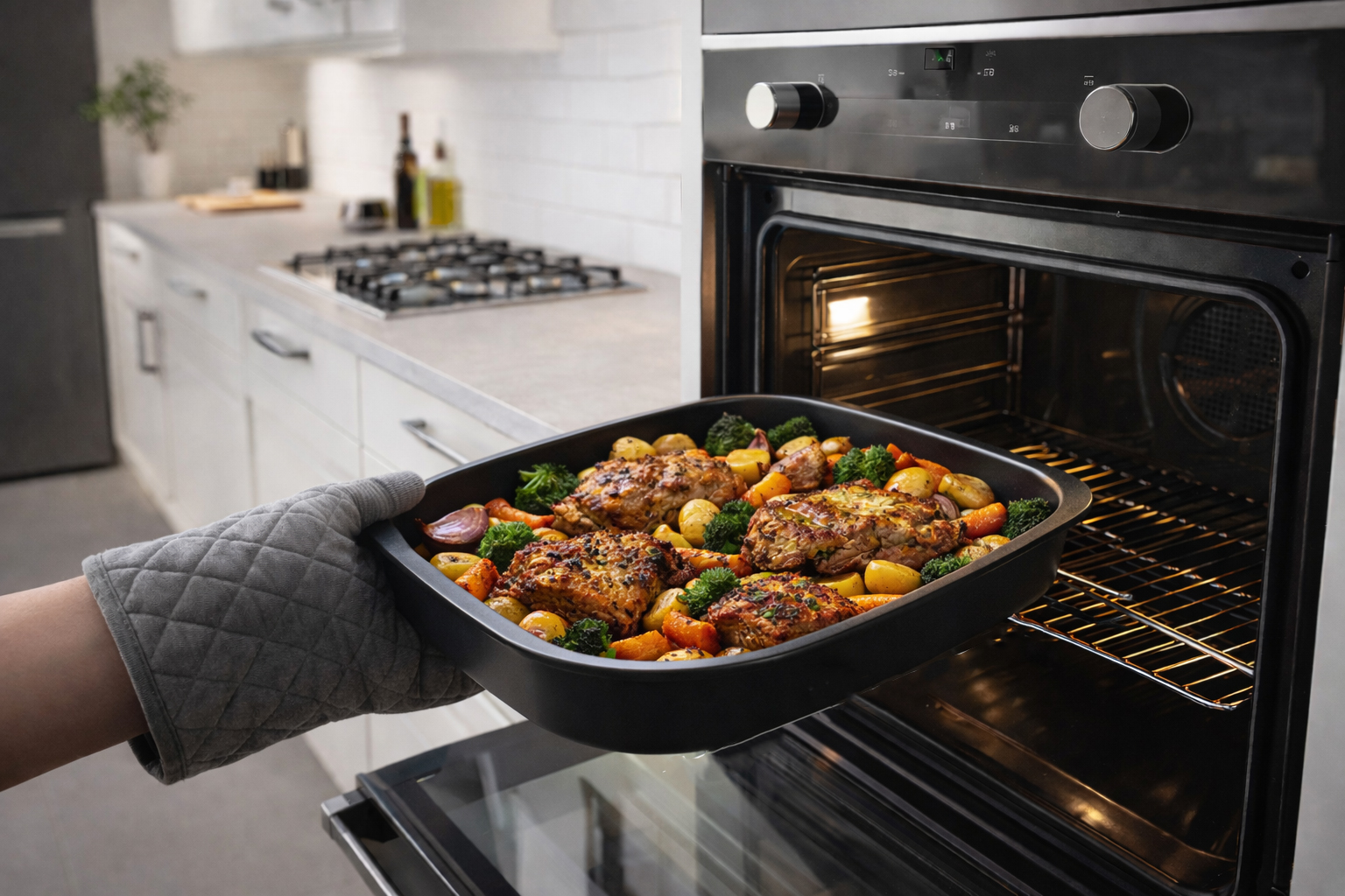 rectangular 30cm non stick ceramic coating baking pan black oven tray bakeware on white background