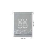 transparent shoe storage bag with drawstring closure made from breathable fabric and PVC window for travel and dustproof home organization