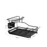 2-Tier Steel Dish Drying Rack with Drainer Tray and Cutlery Holder