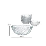 ESTREALLA Small Glass Bowl Diamond Cut Dessert Bowl Set of 6