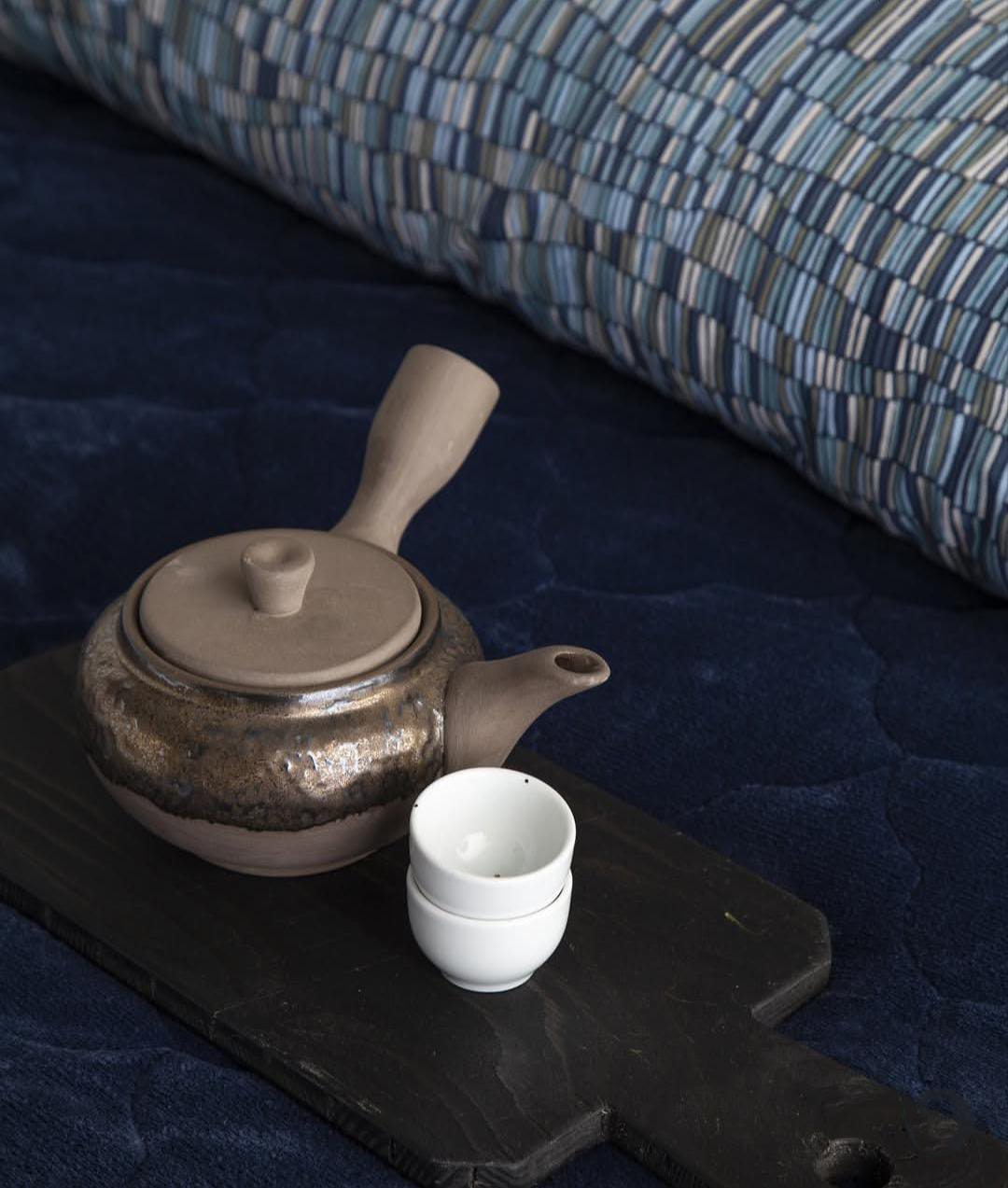 Blue velvet complete bedding set with quilted duvet cover flat sheet and two Oxford pillowcases from Homedash in Lebanon