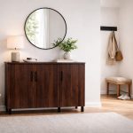 Wood Shoe Cabinet with 3 Doors and Plastic Legs – Modern Storage