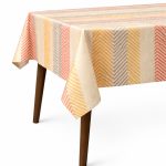 Square PVC-Free Striped Tablecloth 150x150 cm Waterproof Table Cover