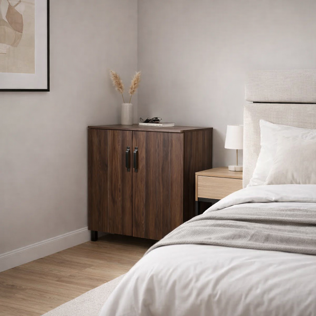 Wood Shoe Cabinet with 2 Doors and Plastic Legs – Modern Storage