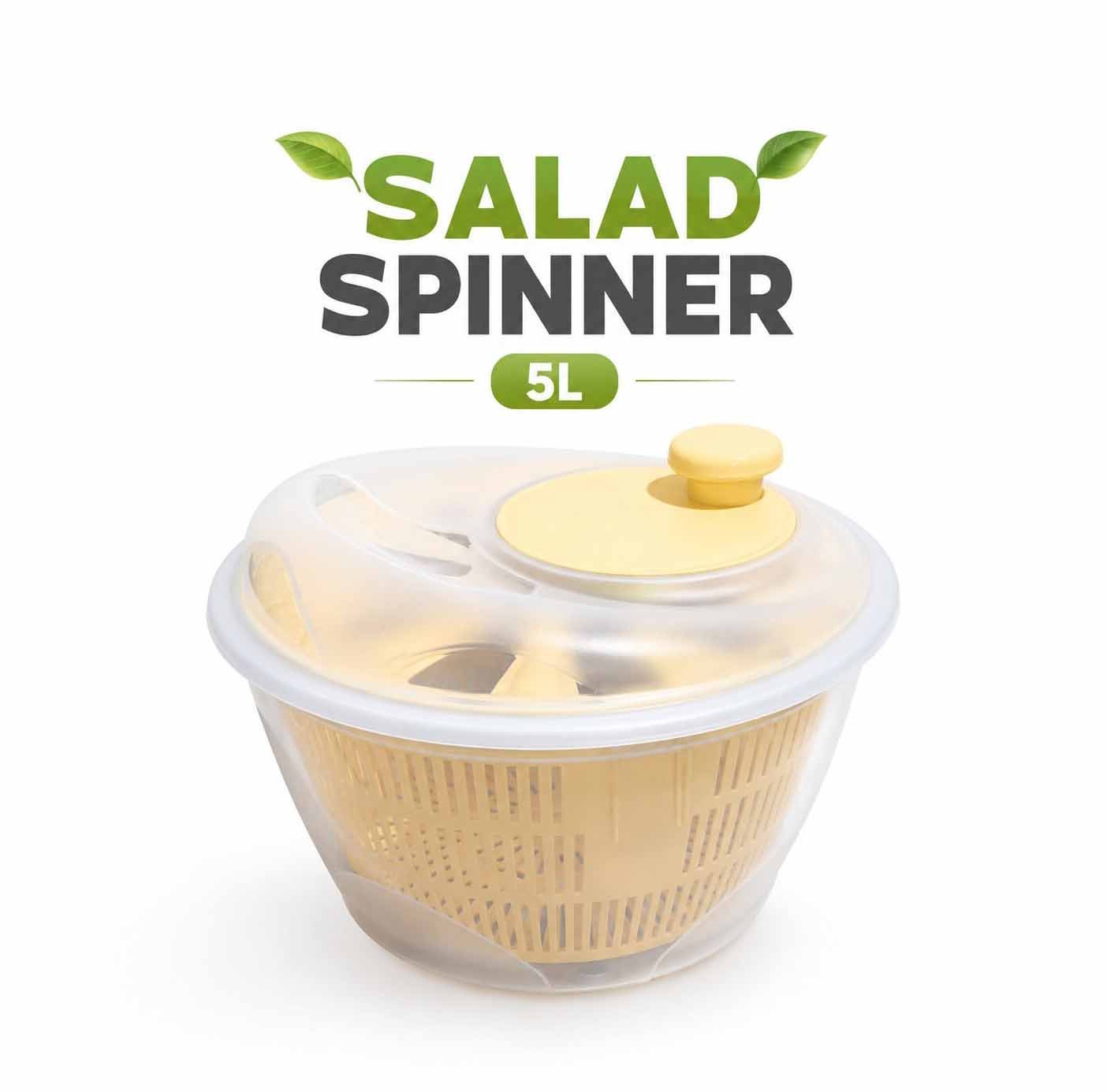 SALAD SPINNER 5L – MANUAL VEGETABLE & FRUIT DRYER WASHER DRAINER