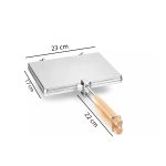 Hot Sandwich Maker Aluminum Flip Press with Wooden Handle