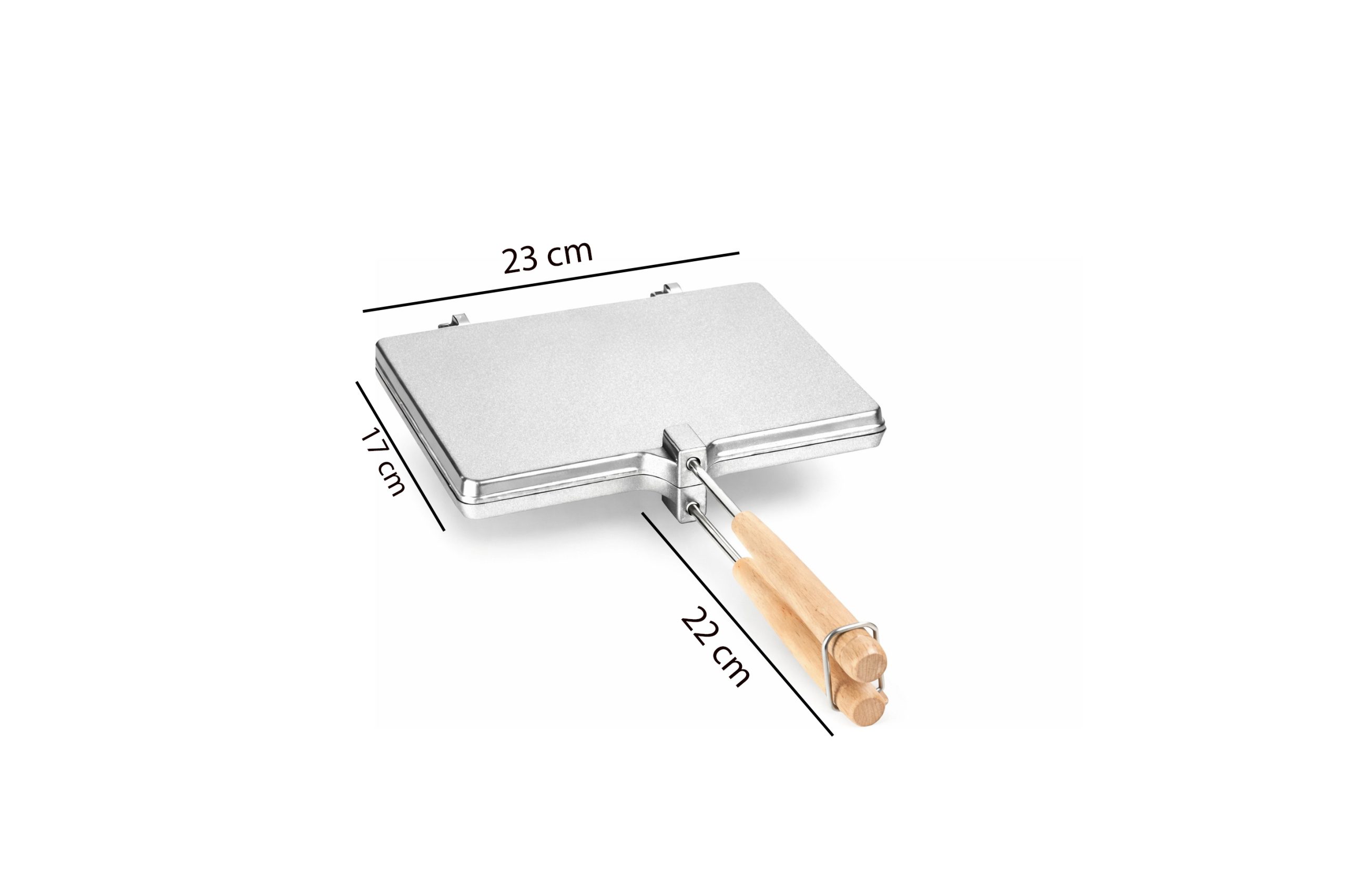 Hot Sandwich Maker Aluminum Flip Press with Wooden Handle