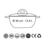 Black 36 cm induction casserole with marble ceramic coating, tempered glass lid, and silicone oven-safe handles – Homedash Lebanon