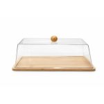 cake stand with transparent acrylic dome cover and wooden knob for cake and dessert display