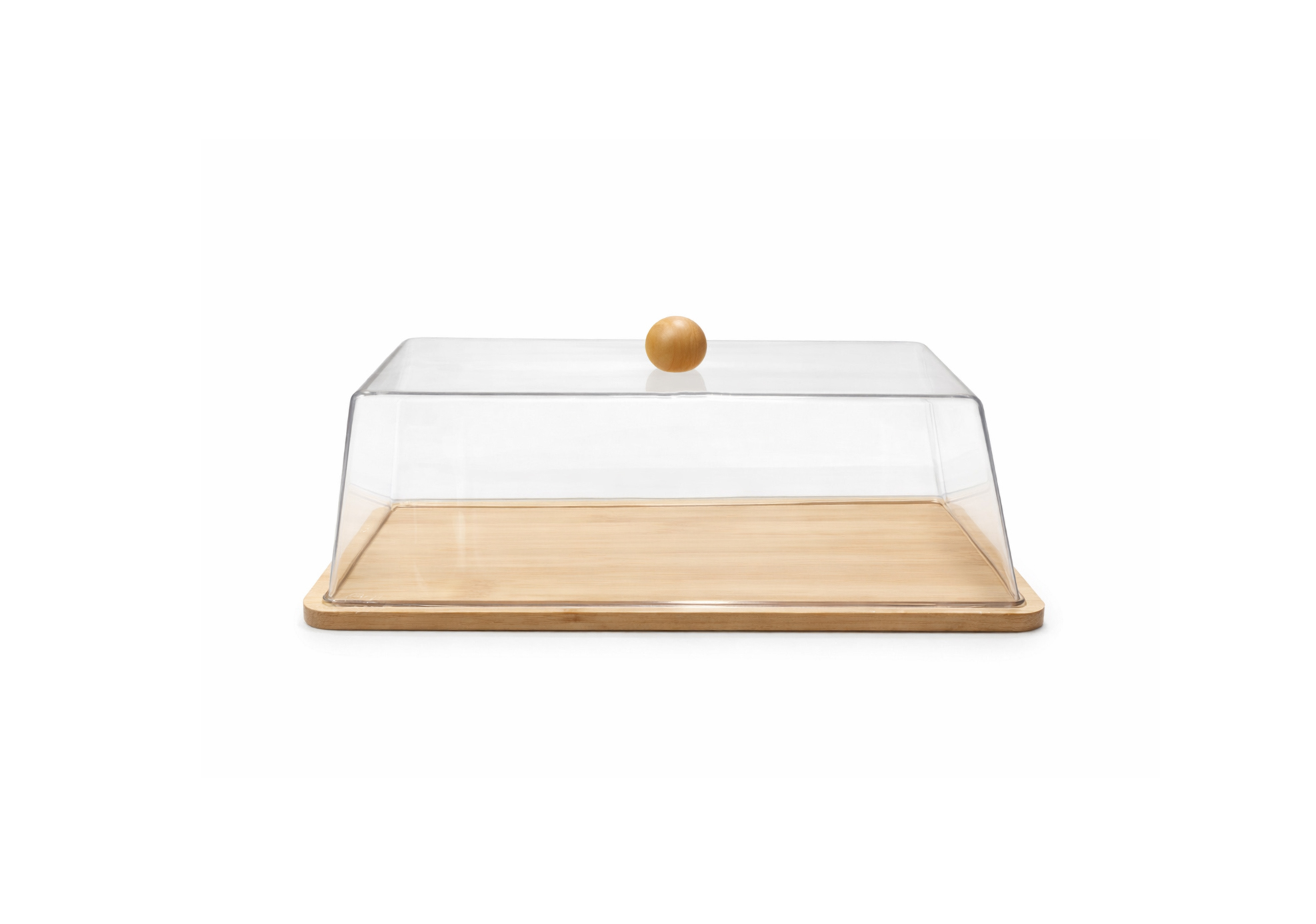 cake stand with transparent acrylic dome cover and wooden knob for cake and dessert display
