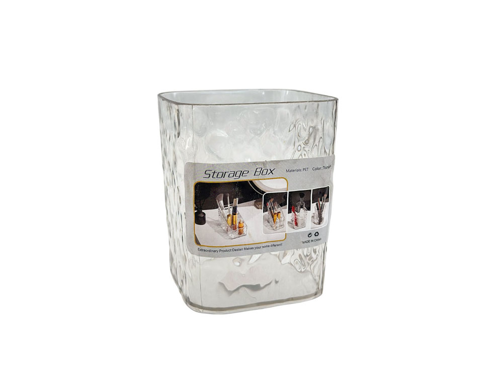 cosmetic storage organizer 302 placed on a bedroom vanity, ideal for storing makeup, lipstick, and beauty essentials