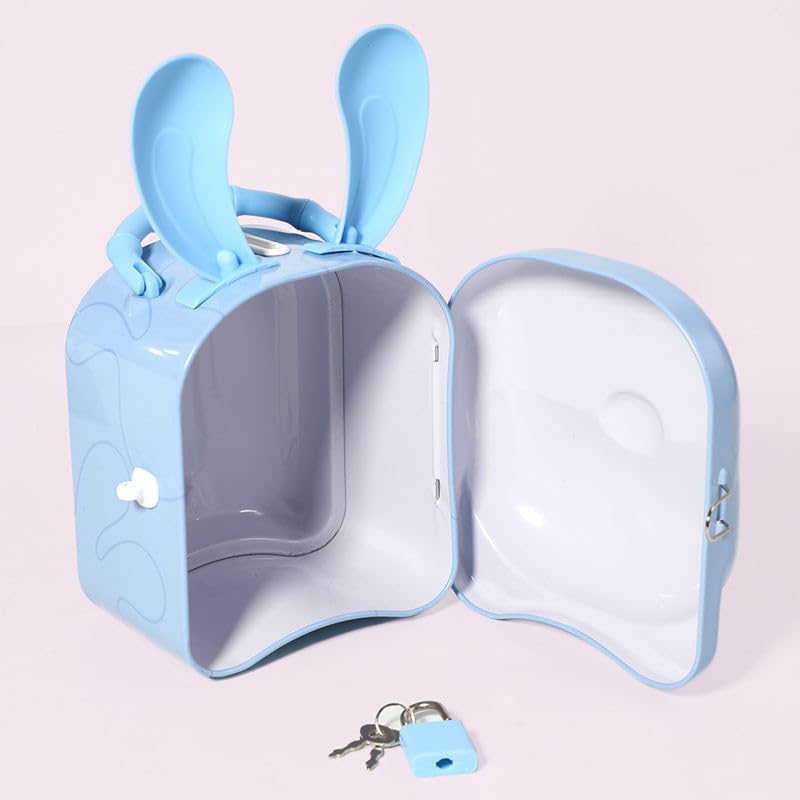 piggy bank for kids with lock and keys metal money saving box with handle on white background from Homedash Lebanon