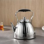 2 liter stainless steel stovetop tea kettle with removable mesh infuser and mirror polished pumpkin design