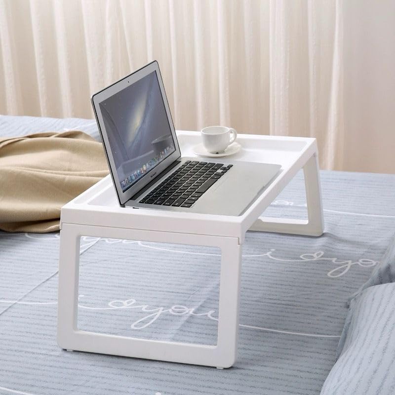 Foldable plastic laptop tray table for breakfast in bed, available in white, gray and beige – lightweight portable bed desk from Homedash Lebanon