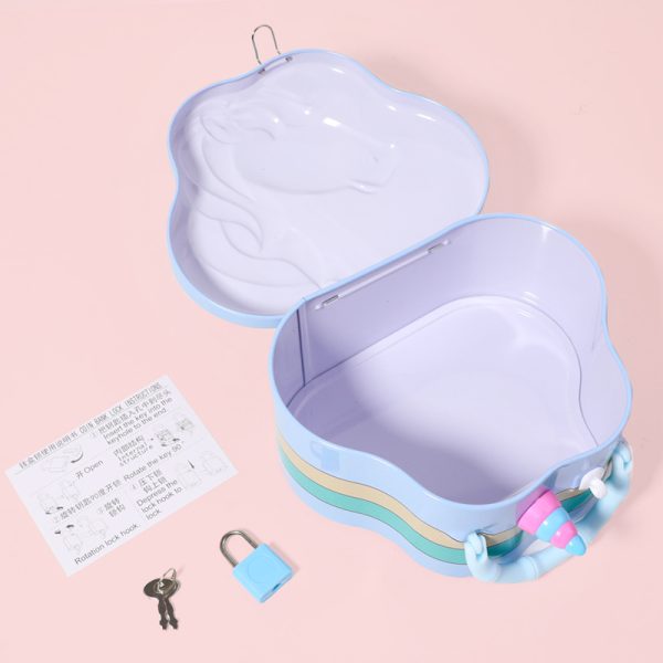 piggy bank for kids with lock and keys metal money saving box with handle on white background from Homedash Lebanon