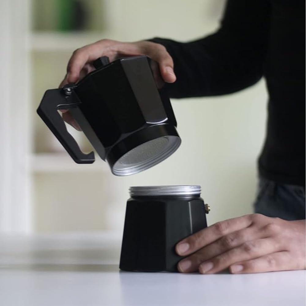 9-Cup Stovetop Espresso Maker with stay-cool handle and drip-free spout