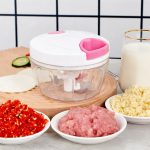 mini food chopper with pull cord and stainless-steel blades for vegetables, fruits, and meat pastes – shop now from Homedash in Lebanon