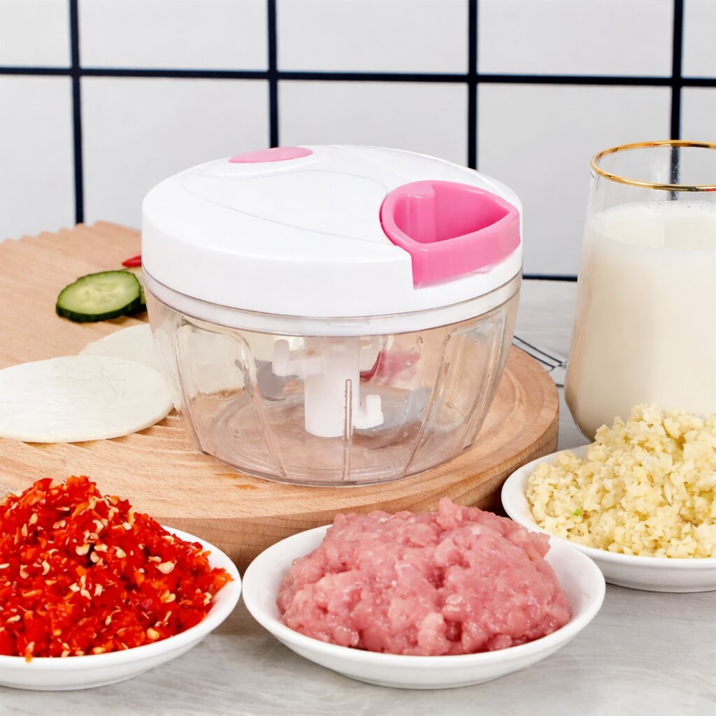 mini food chopper with pull cord and stainless-steel blades for vegetables, fruits, and meat pastes – shop now from Homedash in Lebanon