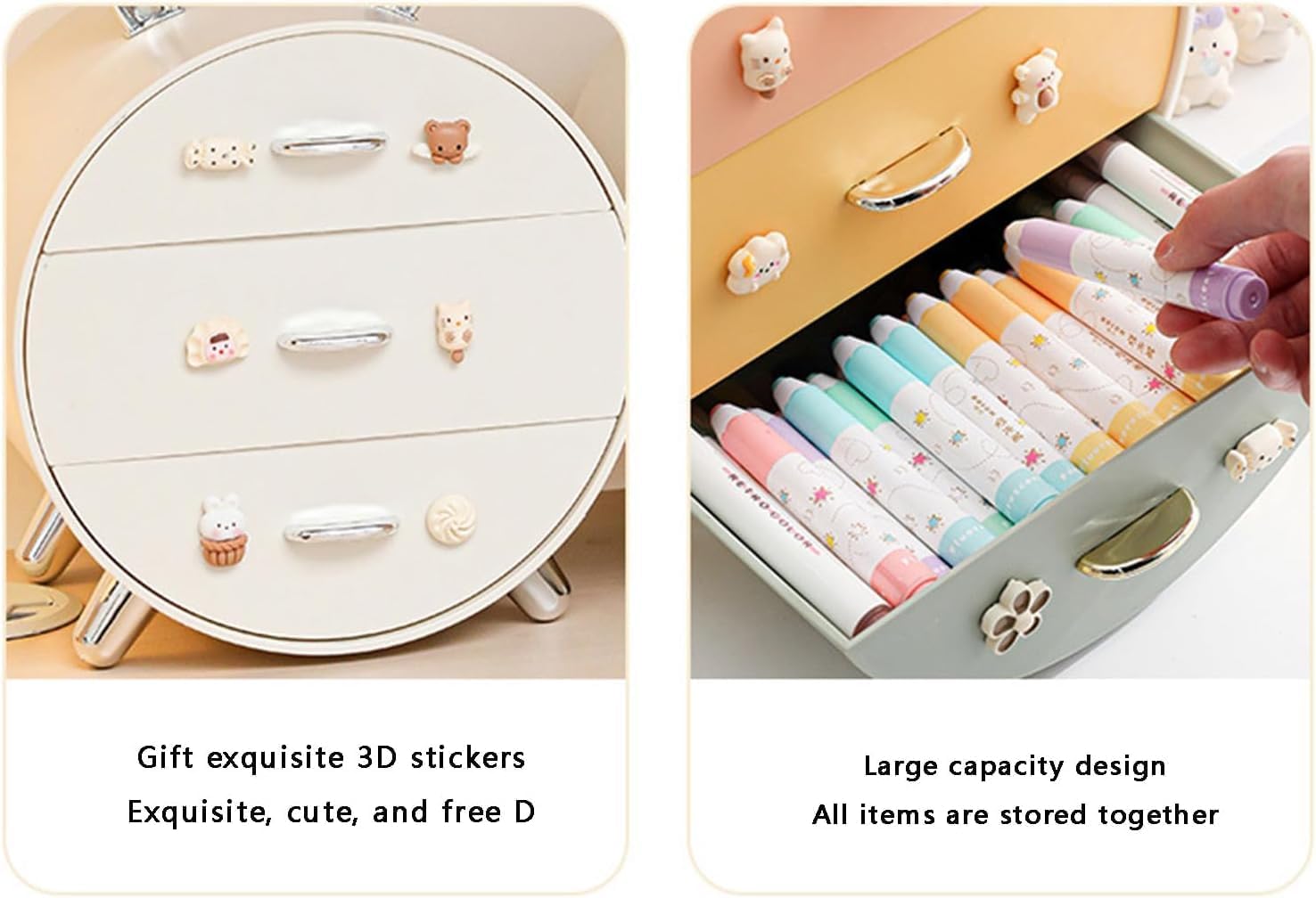 Cute bunny desktop storage box with 3 drawers for makeup, stationery and accessories, space-saving rabbit organizer from Homedash Lebanon