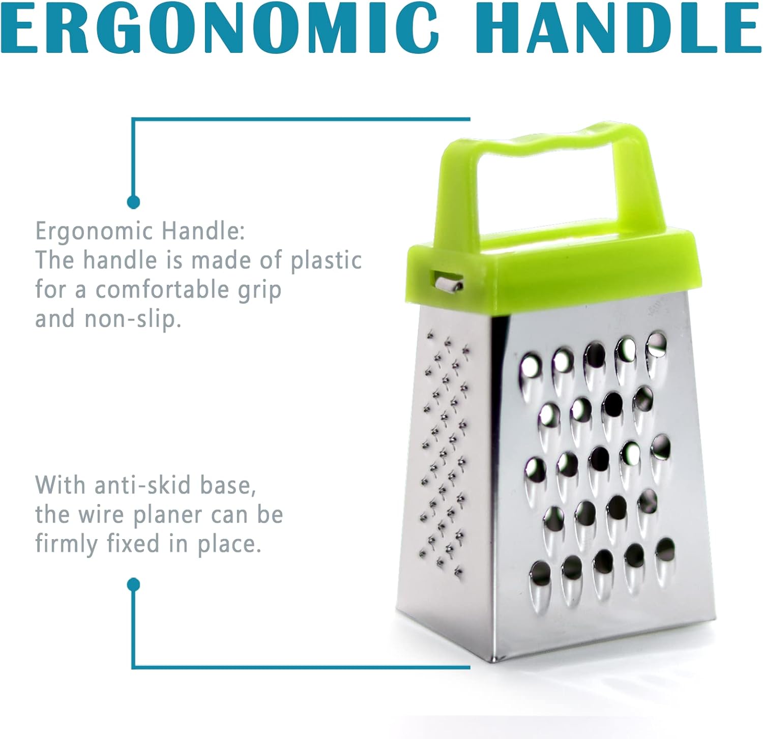 Mini Stainless Steel 4-Sided Cheese Grater with Ergonomic Handle