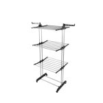 3-Tier Stainless Steel Clothes Drying Rack with Wheels