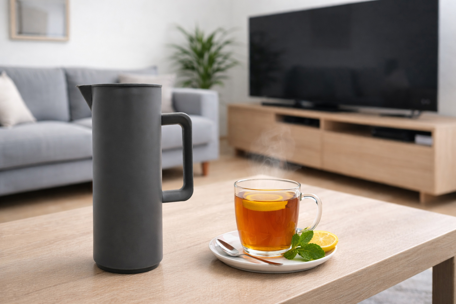 1 liter modern insulated thermal carafe with easy press button and glass liner for hot coffee and tea – Homedash Lebanon