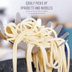 spaghetti server with ergonomic vacuum handle and polished finish for serving pasta