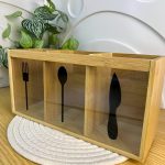 Bamboo & Acrylic 3-Compartment Utensil Holder | Homedash