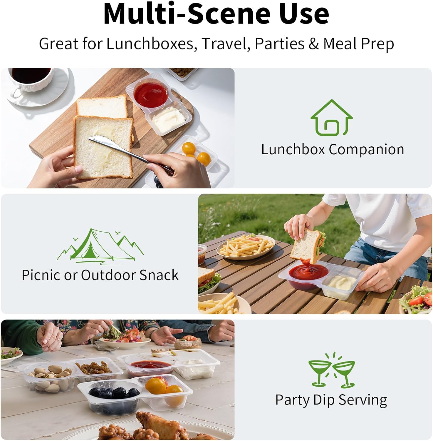 Reusable Snack Containers Double Compartment with Sporks Clear – Homedash Lebanon