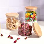 Round-Glass-Jar-550ML-Airtight-Bamboo-Lid-Homedash-Lebanon