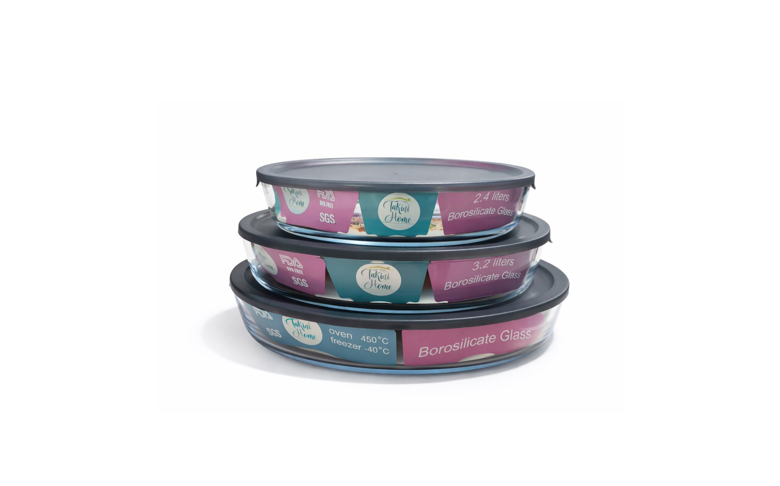 oval borosilicate glass food storage bowl with airtight plastic lid for oven, microwave, freezer and dishwasher use