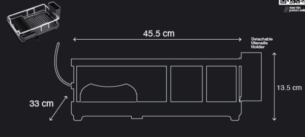 1-Tier aluminum dish rack with rust-resistant finish and removable cutlery holder for modern kitchen organization