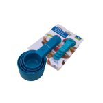 measuring cups and spoons set in durable plastic with ring holder for organized kitchen storage