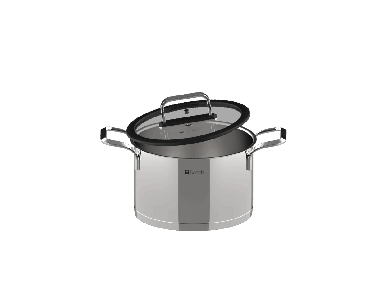 Dorsch 24cm Stainless Steel Pot 6.5L with Glass Lid for Kitchen Cooking