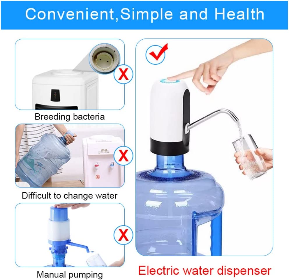 rechargeable electric water dispenser pump with stainless steel spout for bottled drinking water – available at Homedash Lebanon