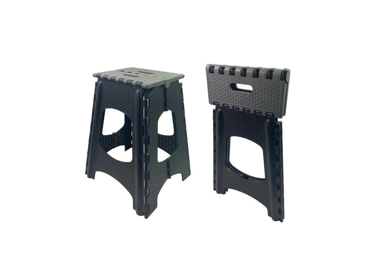 folding plastic step stool with rattan design, heavy-duty structure and non-slip base for kitchen and home use – Homedash Lebanon