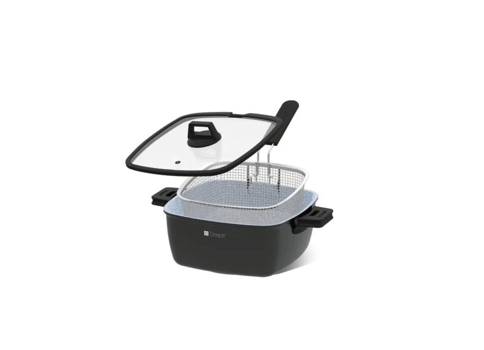 FRYING POT 28CM 7.2L - DORSCH DH-05528 - NON-STICK CERAMIC DEEP POT WTH GLASS LID